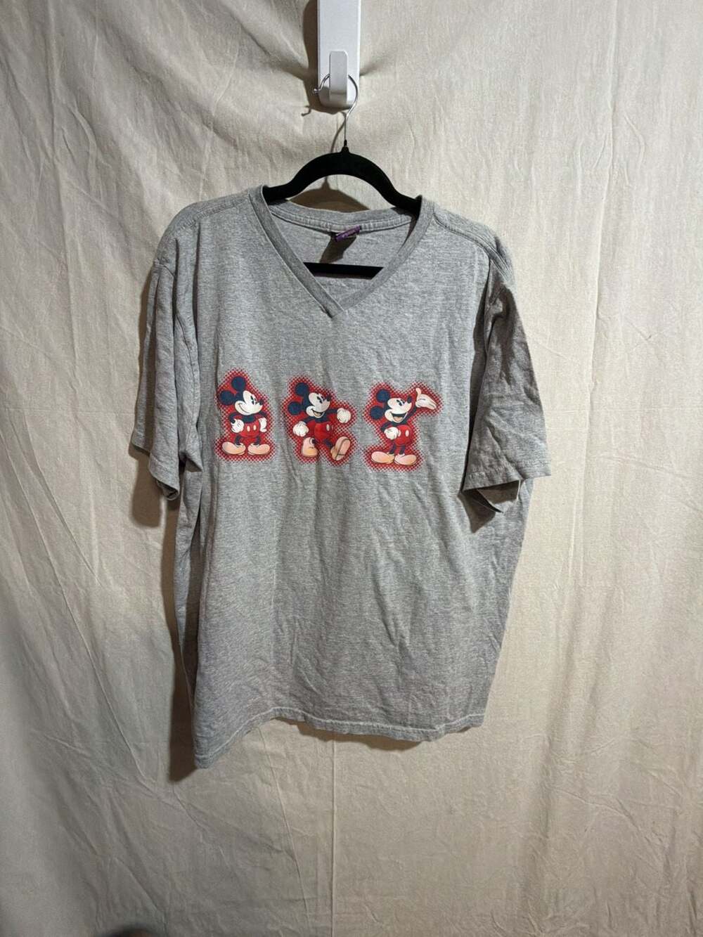 Mickey Unlimited Women's Heather Grey Triple Mickey Poses V-Neck T-Shirt